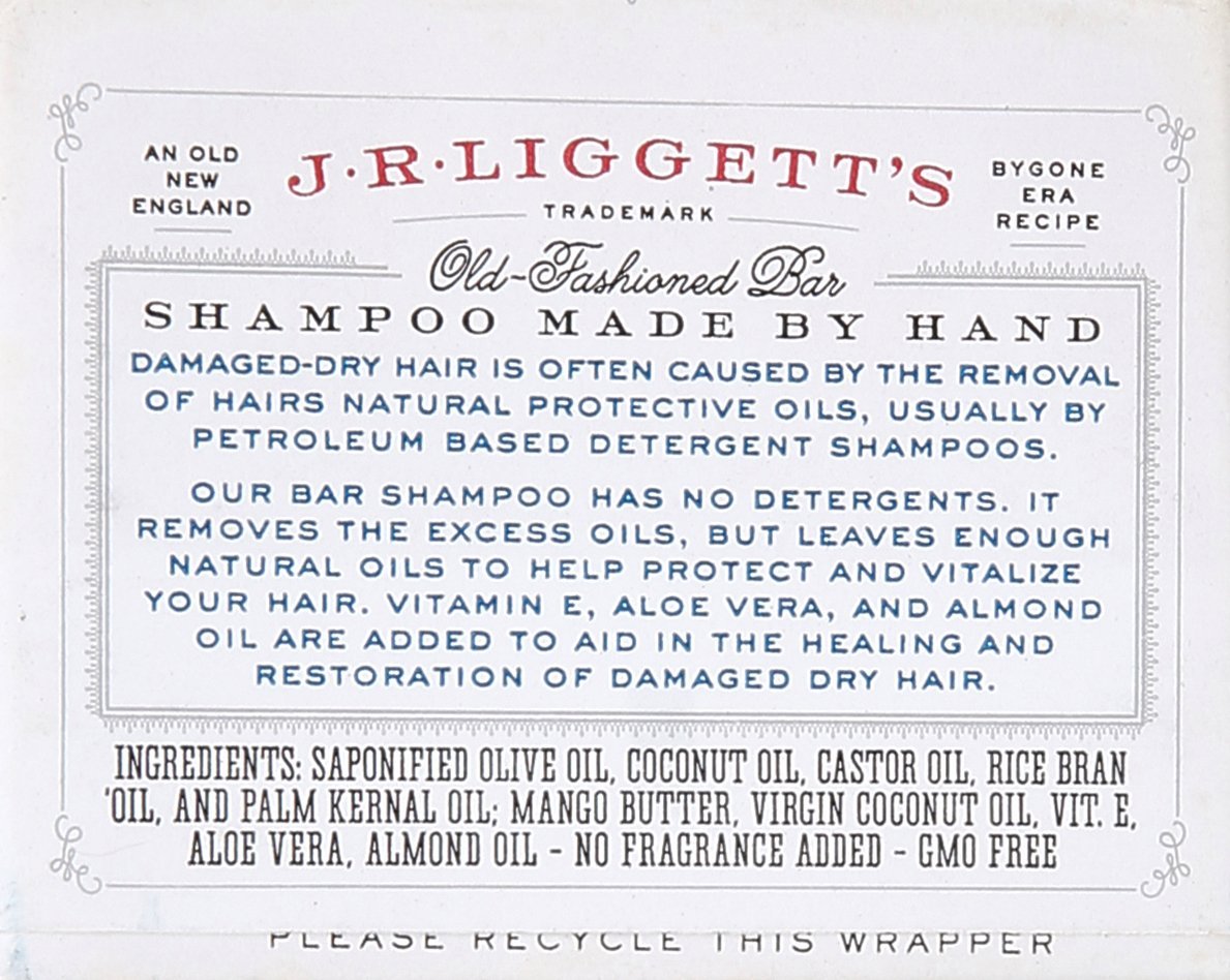 J·R·LIGGETT'S All-Natural Shampoo Bar, Moisturizing Formula - Supports Strong and Healthy Hair - Nourish Follicles with Antioxidants and Vitamins - Detergent and Sulfate-Free, One 3.5 Ounce Bar