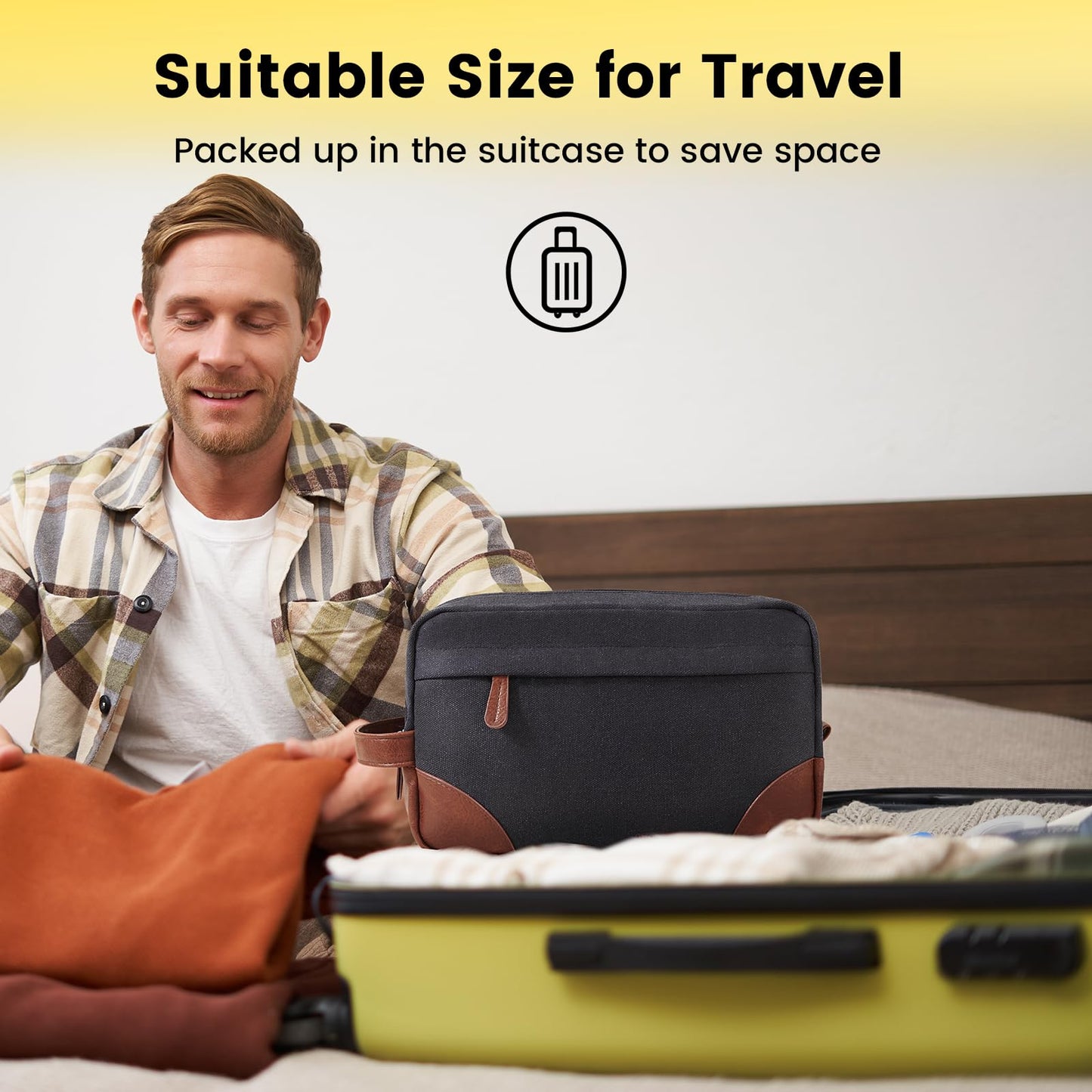 Vorspack Large Toiletry Bag Hanging Dopp Kit for Men Water Resistant Canvas Shaving Bag with Large Capacity for Travel - Dark Grey