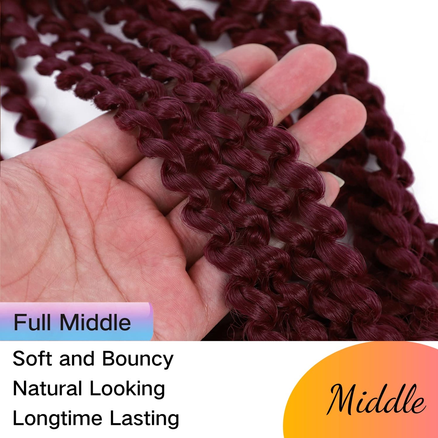 Passion Twist Hair 12 Inch Water Wave Crochet Hair for Black Women Passion Twist Crochet Hair for Butterfly Locs 2 Pack Curly Crochet Passion Twist Braiding Hair Extensions Burgundy