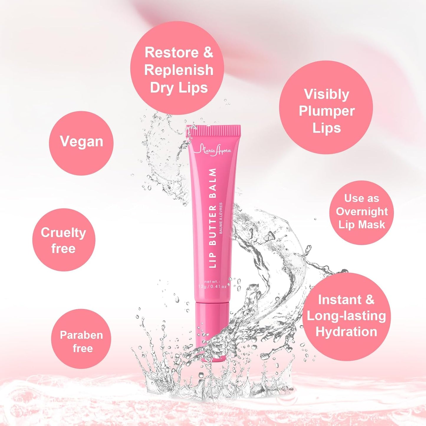 Skiennix Deep Hydrating Lip Butter Balm - Glossy Finish with Shea Butter & Vitamin E - 2 Pack (Sheer Pink, Unscented)