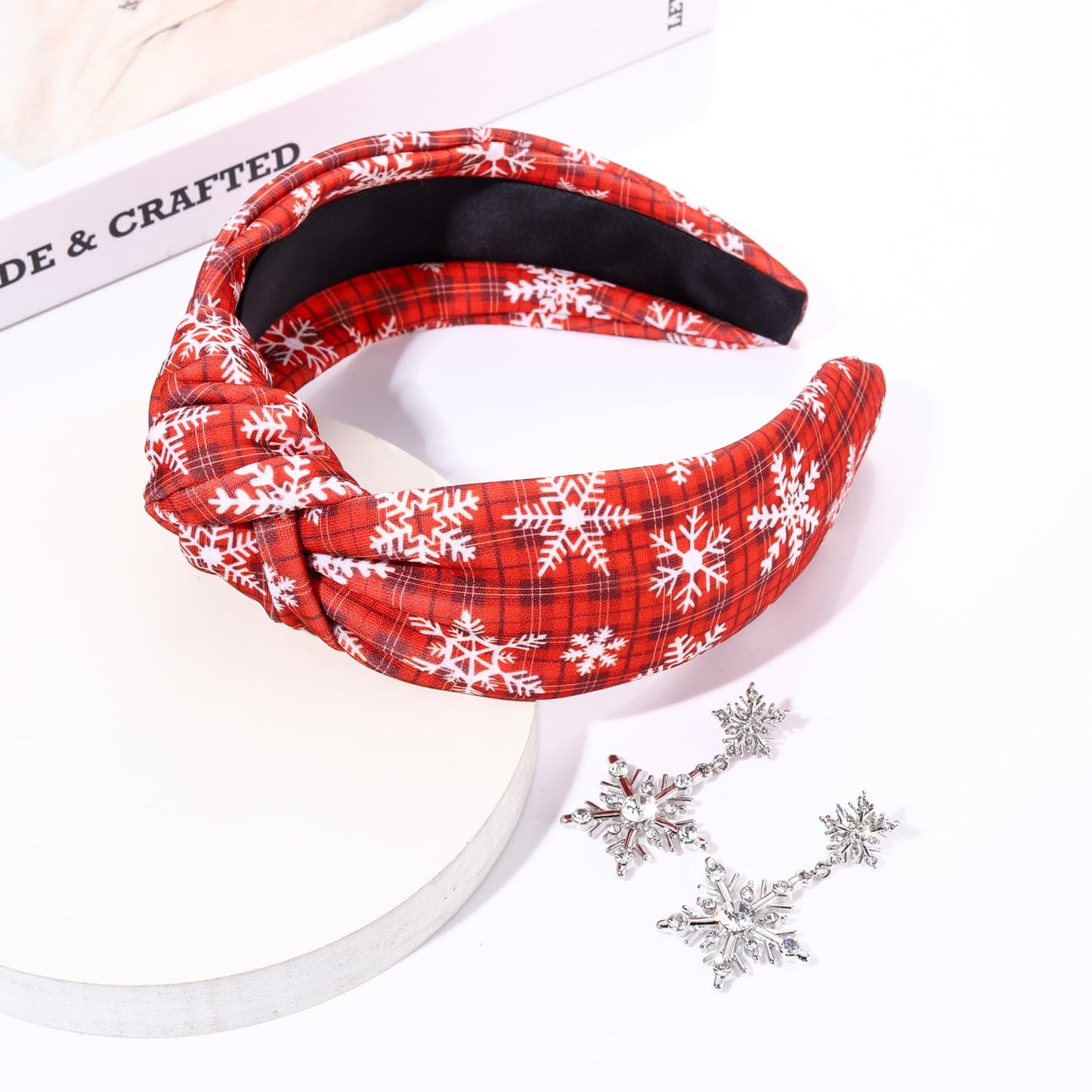 YAHPERN Christmas Headband for Women Christmas Accessories Christmas Tree Snowflake Knotted Headband Xmas Reindeer Candy Cane Headband Festive Holiday Hair Accessory Outfit Gifts (Christmas Snowflake)