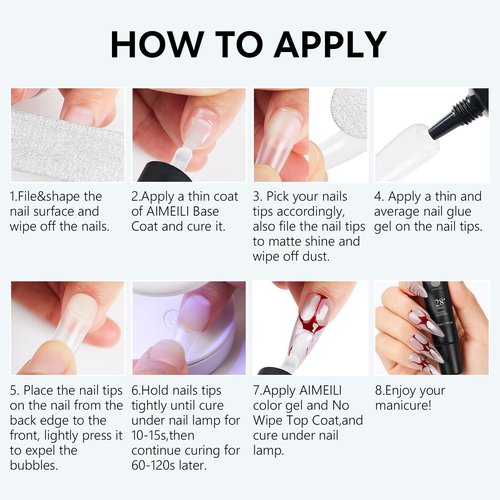 AIMEILI Hema Free Nail Glue Gel 22ml for Nail Tips and Clear Acrylic Nails, Cruelty Free, Vegan, Long Lasting Strong Adhesion for Nail Extension Fake Nails