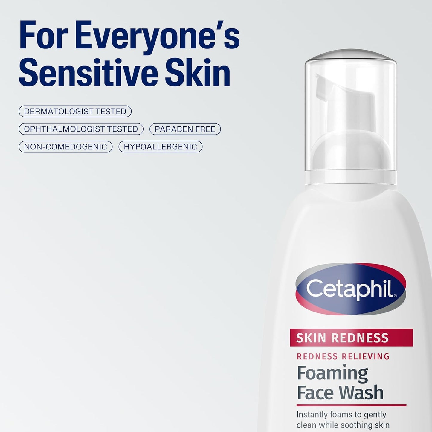 Cetaphil Redness Relieving Foaming Face Wash - Gently Cleanses & Calms Sensitive Skin | 8 Fl Oz