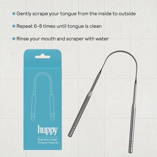 HUPPY Stainless Steel Tongue Cleaner - Reusable Scraper for Fresh Breath & Oral Hygiene | Durable Zero-Waste Tool
