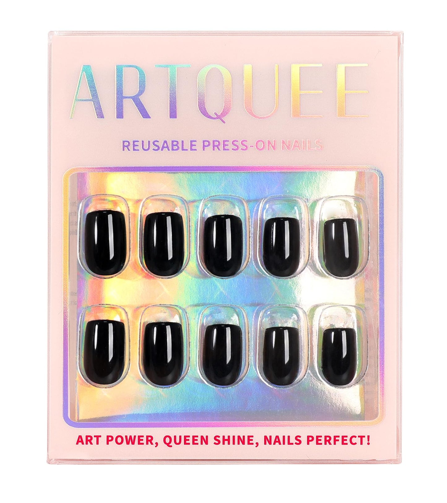 Artquee Press on Nails Short Soft Nude Square False Tips Glossy Reusable Fake Stick on Nails Kit for Women - 30 PCS 15 Sizes