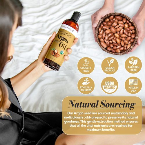 Natural Riches Organic Argan Oil - 16oz Deep Moisturizing Serum for Dry, Damaged Hair & Skin