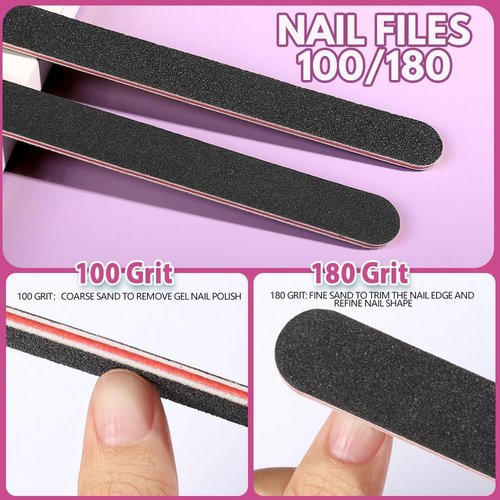 FANDAMEI Nail File Kit - 20PCS Professional Buffers & 7-Way Files for Perfect Manicure | 100/180 Grit