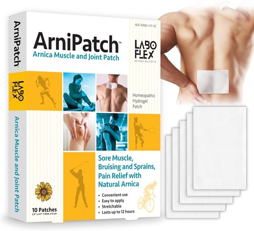 Arnipatch Natural Arnica Pain Relief Hydrogel Patches - Long-Lasting Relief for Muscle Soreness & Inflammation (10 Count)