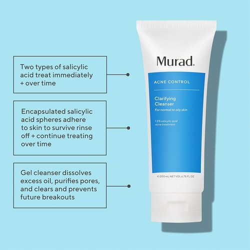 Murad Acne Control Clarifying Cleanser – Salicylic Acid & Green Tea Formula for Acne, Deep Pore Cleansing, Oil Control & Breakout Prevention for Clear, Balanced, Healthy-Looking Skin