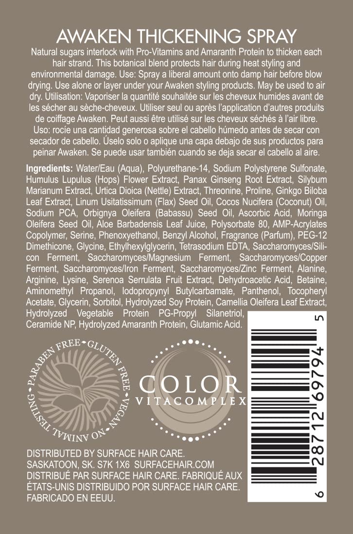 Surface Hair Awaken Thickening Spray - Pre-Style Conditioning & Protection, 4 Fl. Oz.