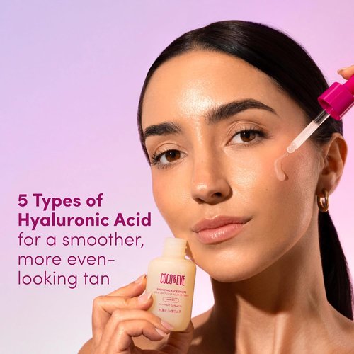 Coco & Eve Self Tanning Drops - Dark Hydrating Bronzing Drops with Hyaluronic Acid for a Natural Glow | 1 Fl Oz