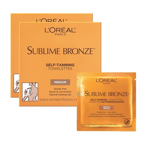 L'Oreal Paris Sublime Bronze Self Tanning Towelettes - Streak-Free, Natural-Looking Tan | 6 Count