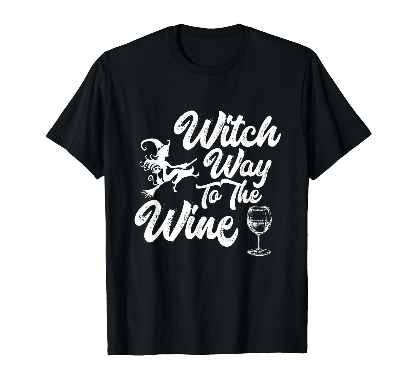 Witch Way to The Wine Funny Halloween Wine Lovers Witch Pun T-Shirt