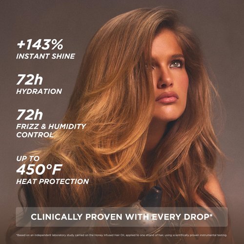 Gisou Honey Infused Hair Oil Mini - Hydrating & Frizz Control Treatment with Mirsalehi Honey, Adds Shine & Heat Protectant for All Hair Types, 0.7 Fl Oz