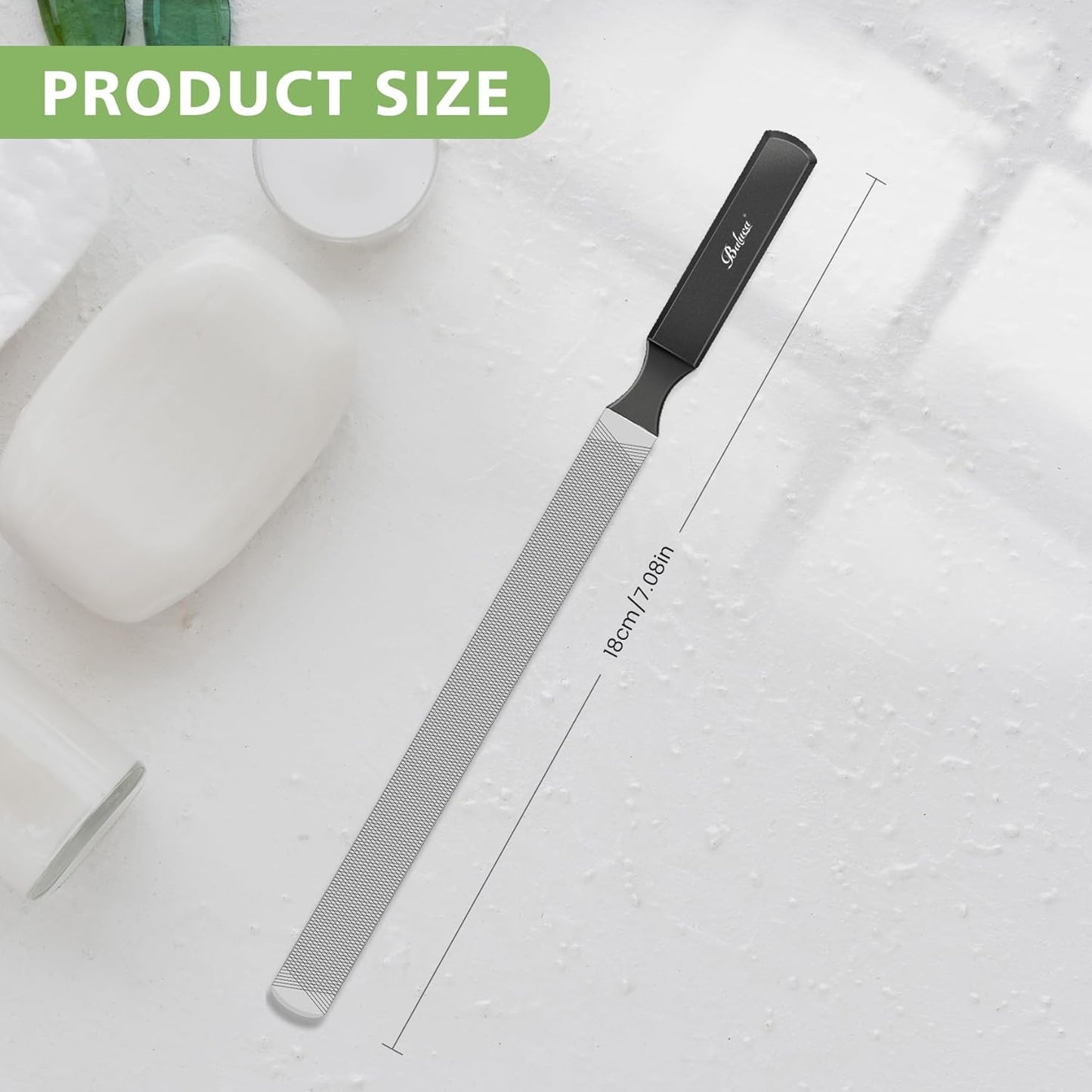 BALUCA Professional Stainless Steel Nail File - Durable Metal Tool for Thick Nails | 4.72-Inch Coarse Surface (Black)