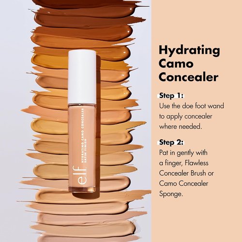 e.l.f. Hydrating Camo Concealer - Full-Coverage Satin Finish for Blemishes & Under-Eye Circles | Vegan, Light Ivory
