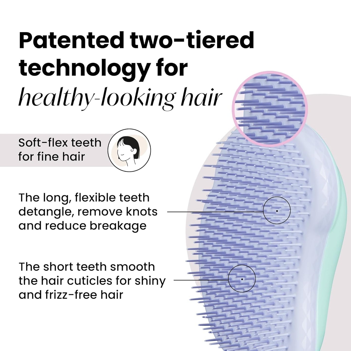 Tangle Teezer Original Detangler Brush - Perfect for Color-Treated & Fine Hair - Mint Violet