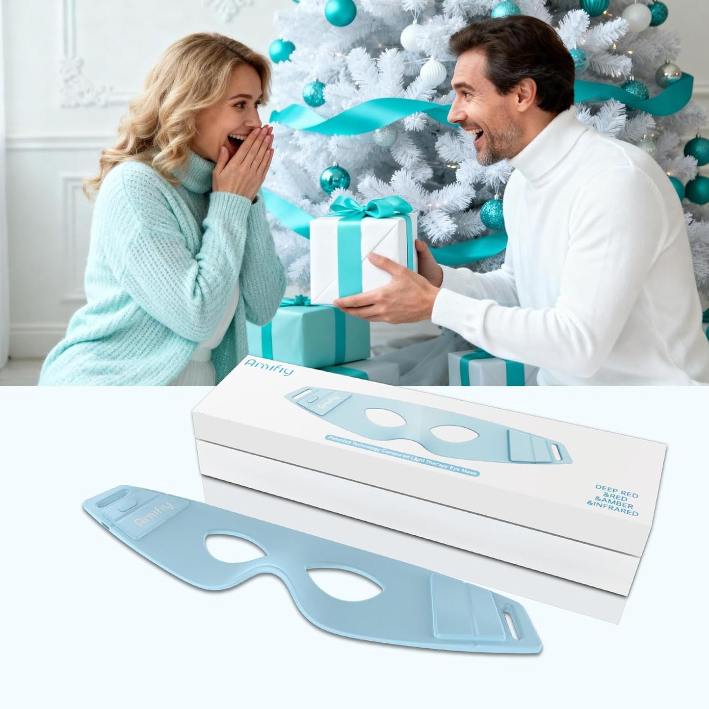 Skiennix Red Light Therapy Eye Mask - Reduce Dark Circles & Puffiness | Infrared Anti-Aging Device