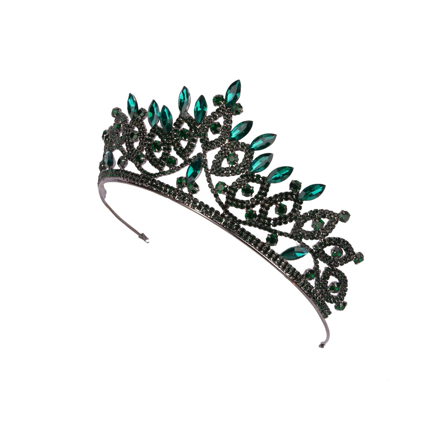 LIMELIA Women's Tiara, Crown for Henna Wedding Party | Glitter Hair Accessories for Bridal Birthday Halloween Costume Christmas Party, Princess Crowns Floral Pattern | Crystal Stone - Green