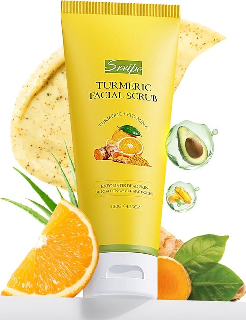 Revitalizing Exfoliation Face Scrub by [Brand Name] - Vitamin C & Turmeric for Blackheads & Dark Spots | 4.23 Fl Oz