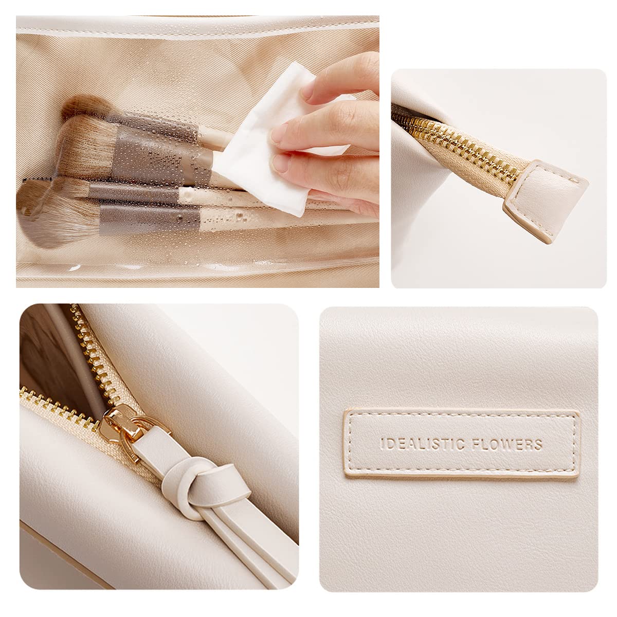 cirea Creamy Puffer Large Capacity Travel Cosmetic Bag for Women Skincare Care with Compartments White Makeup Bag (Egg White)