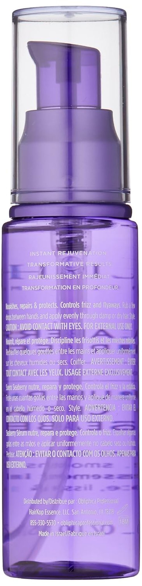Obliphica Seaberry Leave-In Hair Serum - Nourishing Formula for Frizz-Free Medium & Coarse Hair - 2.2 Fl Oz