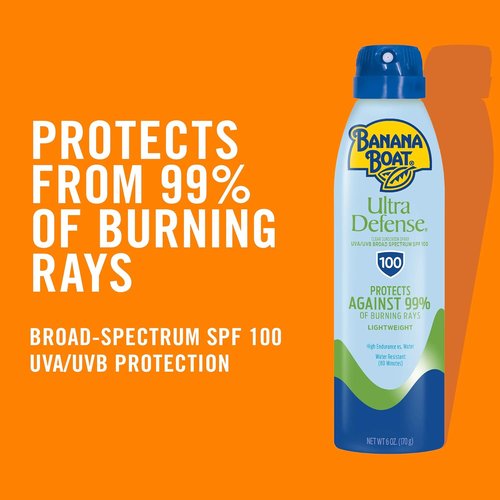Banana Boat Ultra Defense Clear Sunscreen Spray SPF 100 - Lightweight, Water-Resistant Formula, 6oz