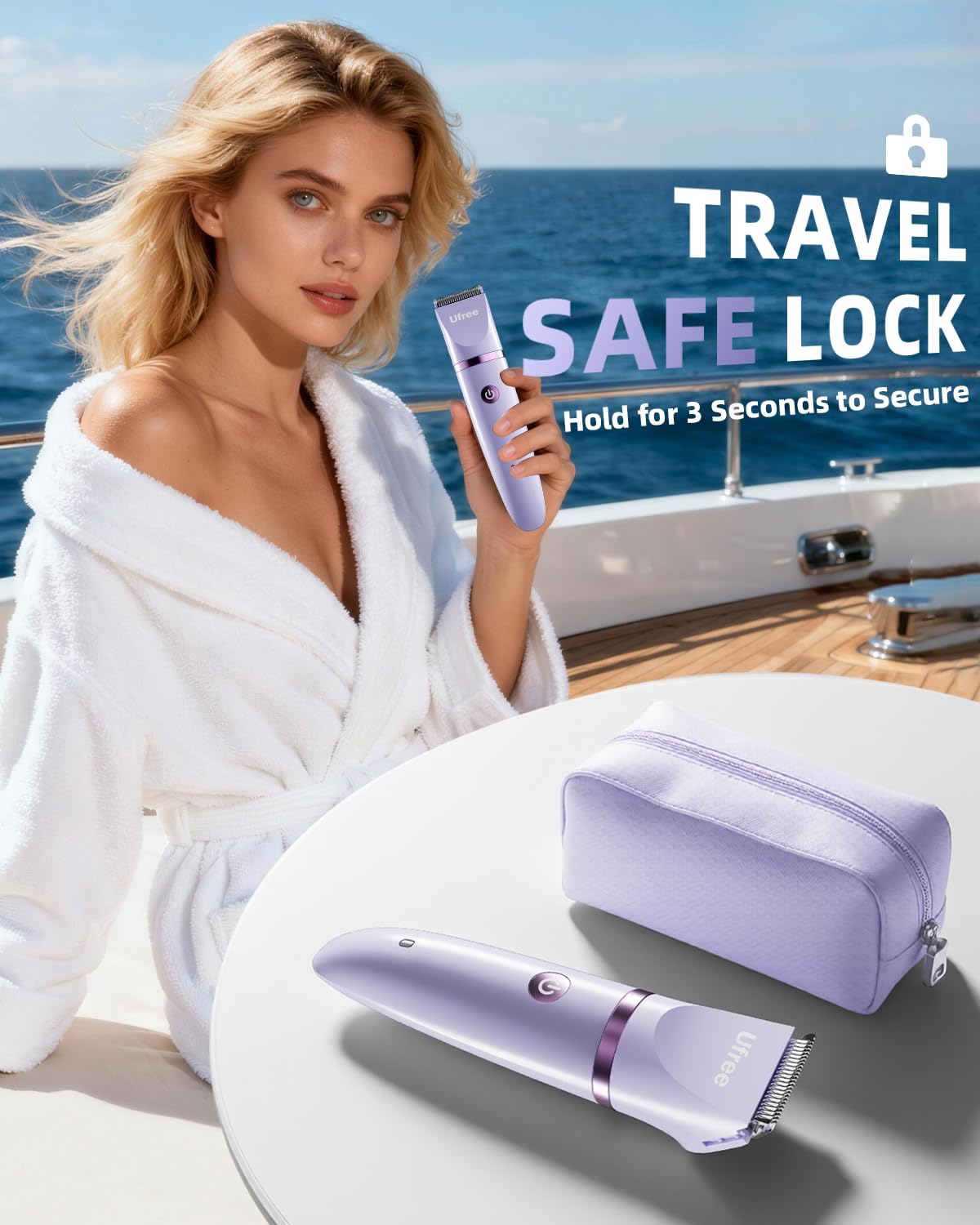 Ufree Bikini Trimmer - Rechargeable Electric Razor for Women | IPX7 Waterproof, Purple