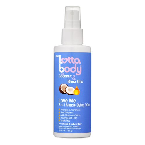 Lottabody Love Me 5-n-1 Leave-In Treatment with Coconut & Shea Oils, Lightweight, All-In-One, Leave-In Spray for Detangling Heat Protection Moisture Shine & Frizz Control, 5 oz