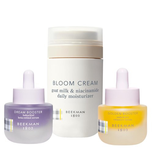 Beekman 1802 Brighten + Firm Routine | Bloom Cream, Dream Booster & Golden Booster - Sensitive Skin Safe, Cruelty-Free