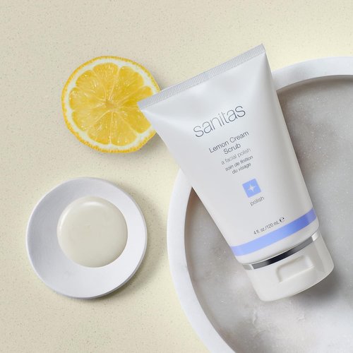 Sanitas Skincare Lemon Cream Scrub - Dual Action Exfoliant with Vitamin C | 4 Ounces