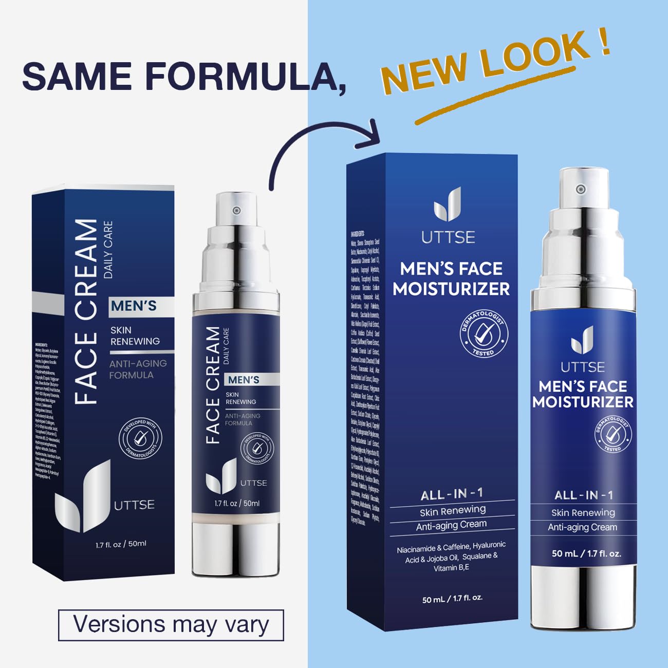 Skiennix 6-in-1 Face Cream for Men - Anti-Aging & Wrinkle Treatment with Collagen, Hyaluronic Acid, Vitamins E & B - 1.7 oz