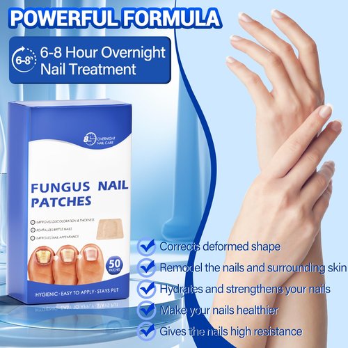 Regine Switzerland Toenail Fungus Treatment - 50 Extra Strength Hydrogel Nail Patches for Overnight Repair