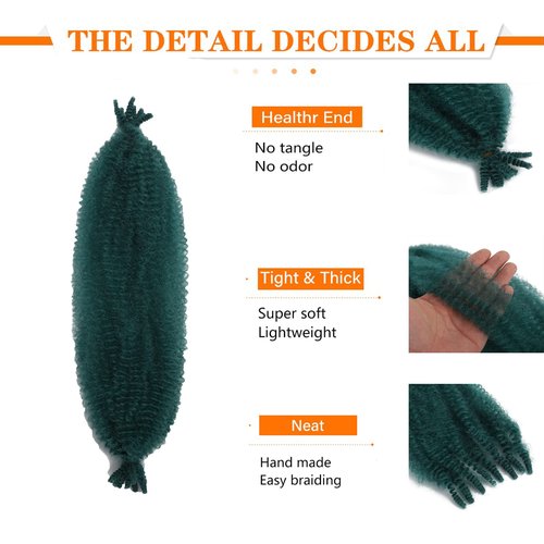 8 Packs Springy Afro Twist Hair Gureen# 16 inch Pre-Separated Kinky Marley Twist Braiding Hair Soft Synthetic Crochet for Distressed Faux Locs Spring Twist Hair Extensions for Women