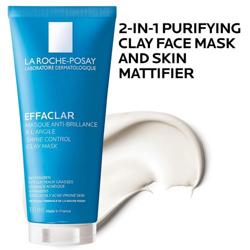 La Roche-Posay Effaclar Clarifying Clay Face Mask - Unclogs Pores & Controls Shine for Oily Skin