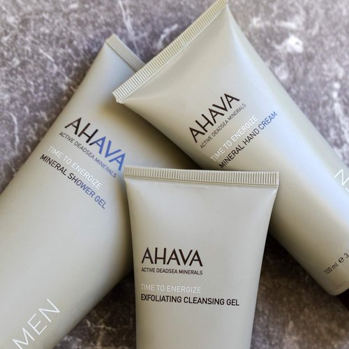 AHAVA Men's Mineral Shower Gel - Energizing & Refreshing Skin Cleanser with Aloe Vera & Zinc | 6.8 Fl. Oz.