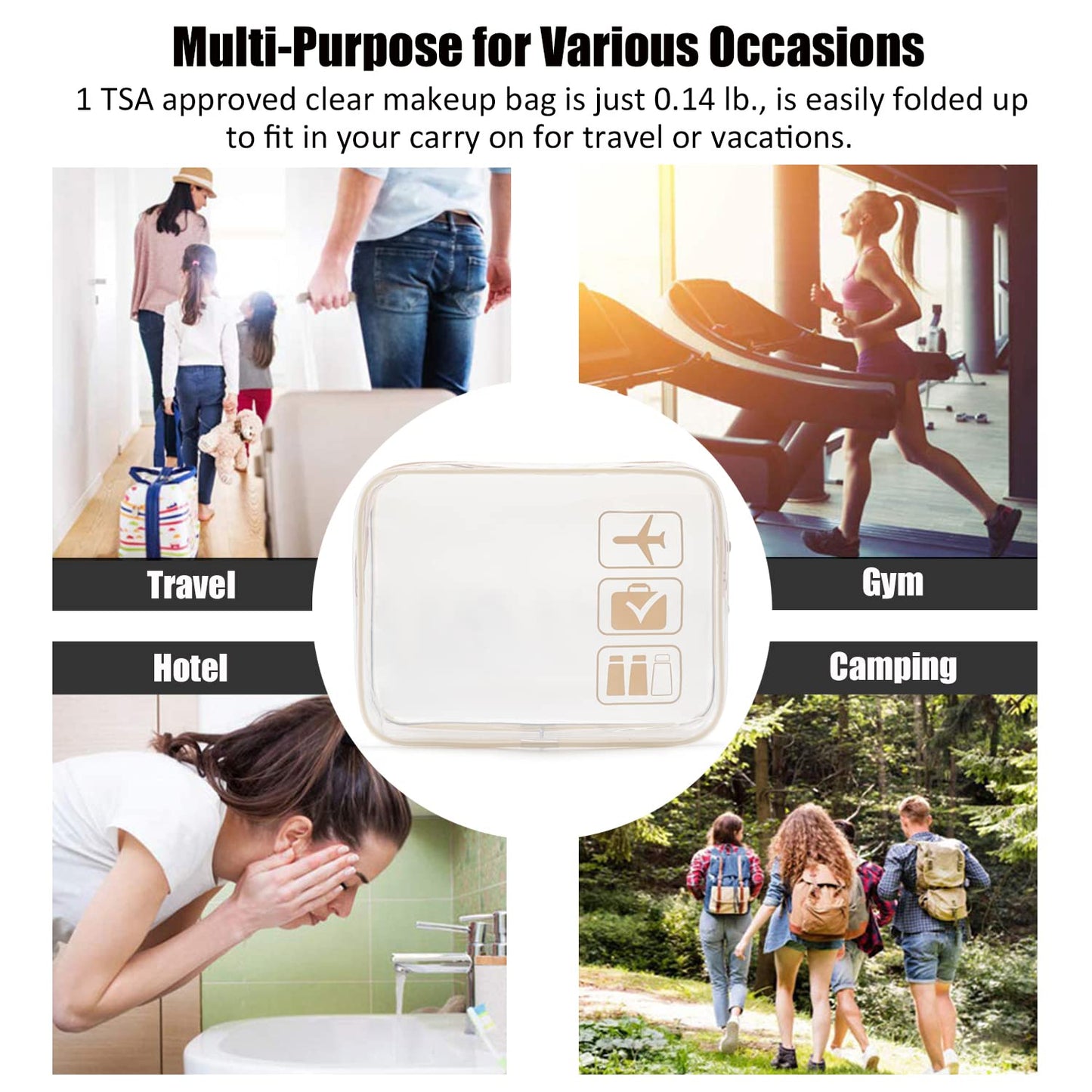 MODENGKONGJIAN TSA Approved Toiletry Bag, 3 Pcs Clear Toiletries Bags Quart Size Travel Makeup Cosmetic Bag for Women Men, Carry on Airport Airline Compliant Bag (Flesh Pink)