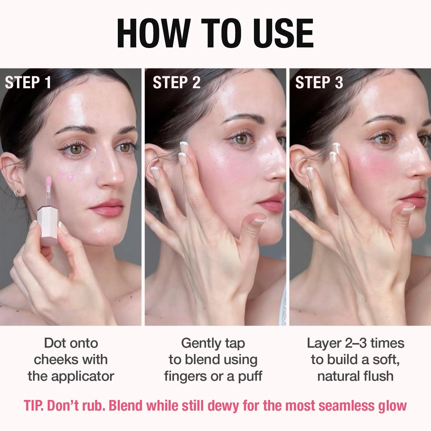 Dear Dahlia Petal Drop Liquid Blush - Buildable Vegan Serum for Natural Dewy Glow, Hazy Shade, 0.14 oz