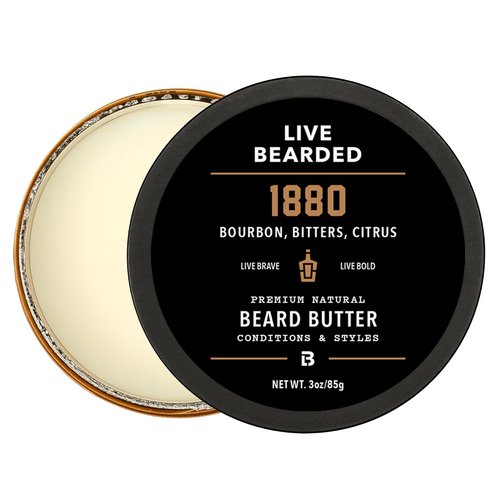 Live Bearded Beard Butter - All-Natural Leave-In Conditioner & Softener | 3 fl oz | 1880 Scent: Bourbon, Bitters, Citrus