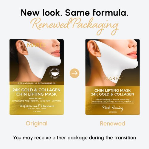 MAREE V Line Lifting Mask - 24K Gold Collagen Face Mask for Women | Neck Tightening & Firming