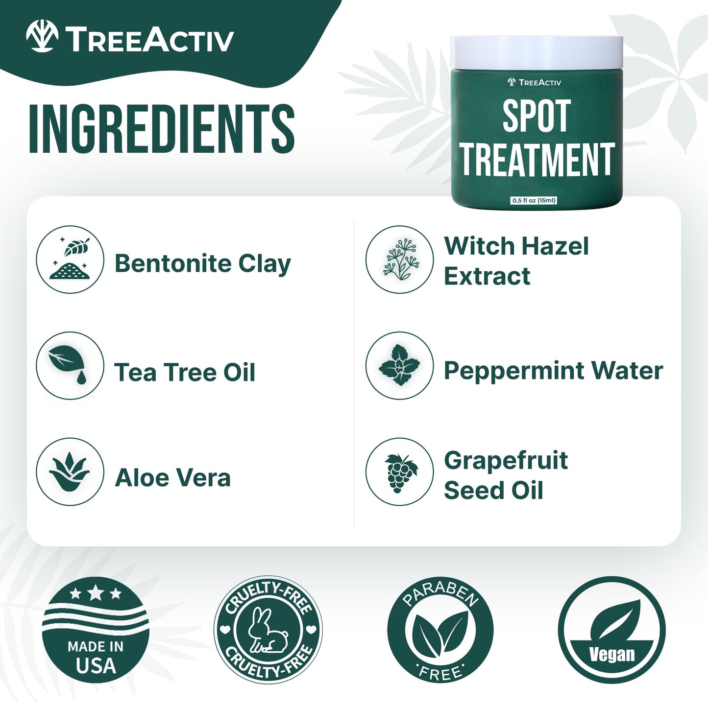 TreeActiv Spot Treatment 0.5oz + Remover Kit Bundle, Includes Spot Treatment and Remover Tool, Bentonite Clay, Tea Tree Oil, Aloe Vera, Clearer Skin in 2 Weeks