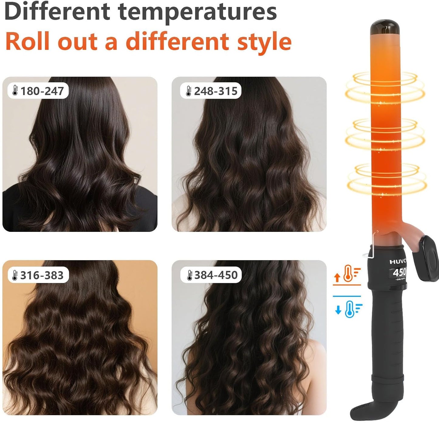 Skiennix 1-1/4 Inch Curling Iron - Ceramic Design with Fast Heat & LCD Display, Adjustable 180°F-450°F, Rose Gold