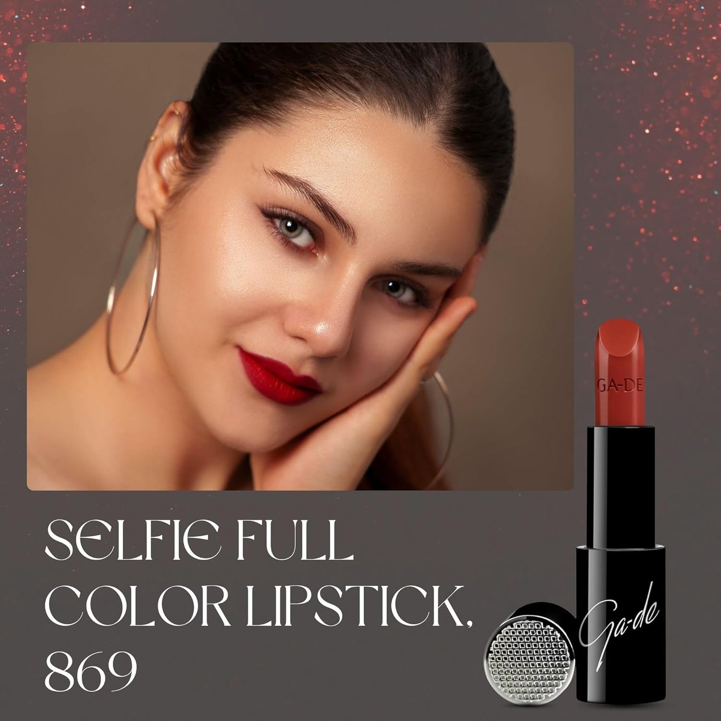 GA-DE Selfie Full Color Lipstick 869 - Long-Lasting High Pigment Formula with Argan Oil - 0.14 oz