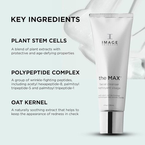 IMAGE Skincare MAX Facial Cleanser - Silky Face Wash with Peptides for Youthful Skin | 4 fl oz