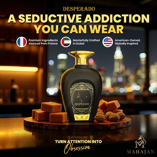 Mahajan Desperado Eau de Parfum - Powerful & Seductive Men’s Cologne - Spicy, Woody, & Sweet Fragrance for Day & Night - Long-Lasting Luxury Perfume for Men (3.4 oz)