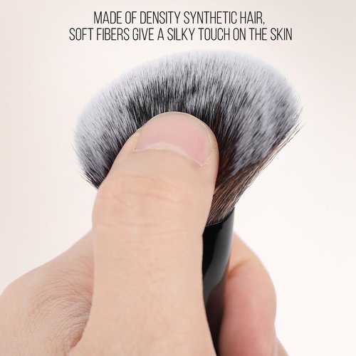 KINGMAS Dual-Ended Foundation & Bronzer Duo Brush - Angled & Round Top for Flawless Makeup Blending (Black)