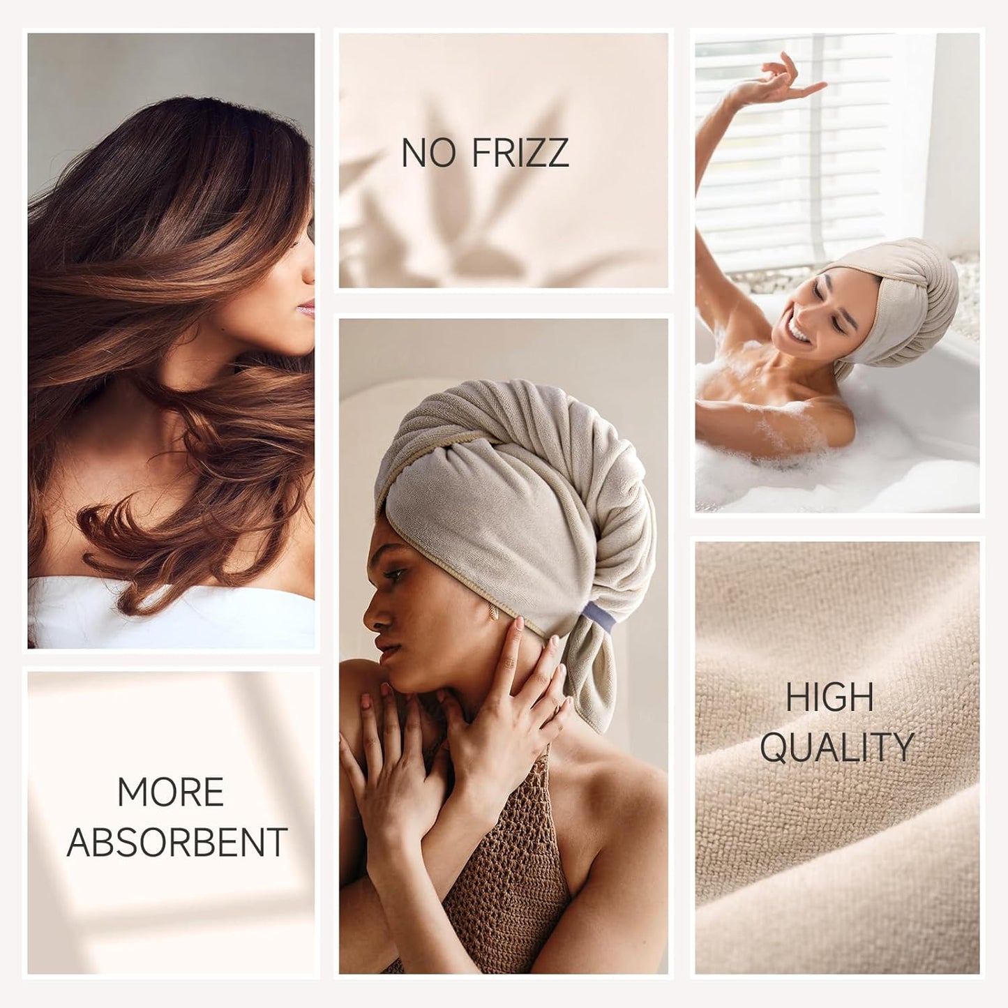 Umisleep Microfiber Hair Towel - Super Absorbent Wrap for Long, Thick Hair | 41" x 22" - Camel Color
