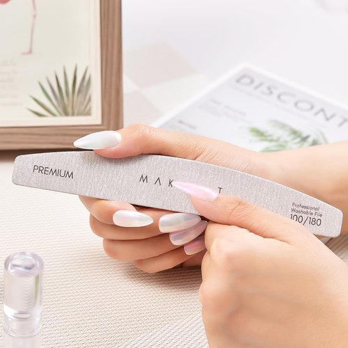 Makartt Nail File, 100/180 Grit Nail Files for Natural Nails, Professional Strong Emery Boards for Nails Doubled Sides Washable Fingernail Files Manicure Tool Set(Zebra-2pcs Trial Set)