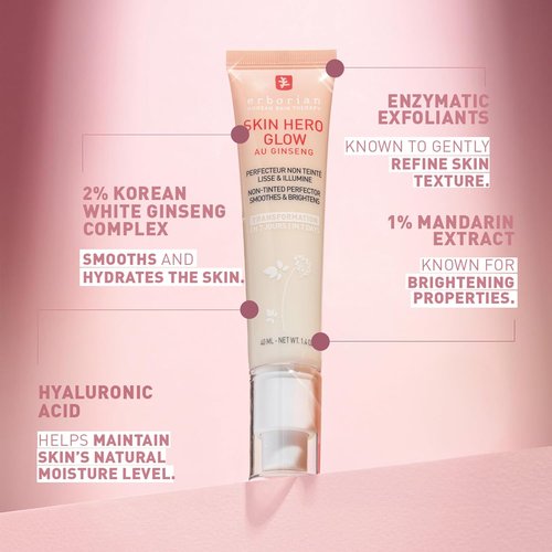 Erborian Skin Hero Glow - Non-Tinted Bare Perfector for Illuminated, Hydrated, Dewy Skin