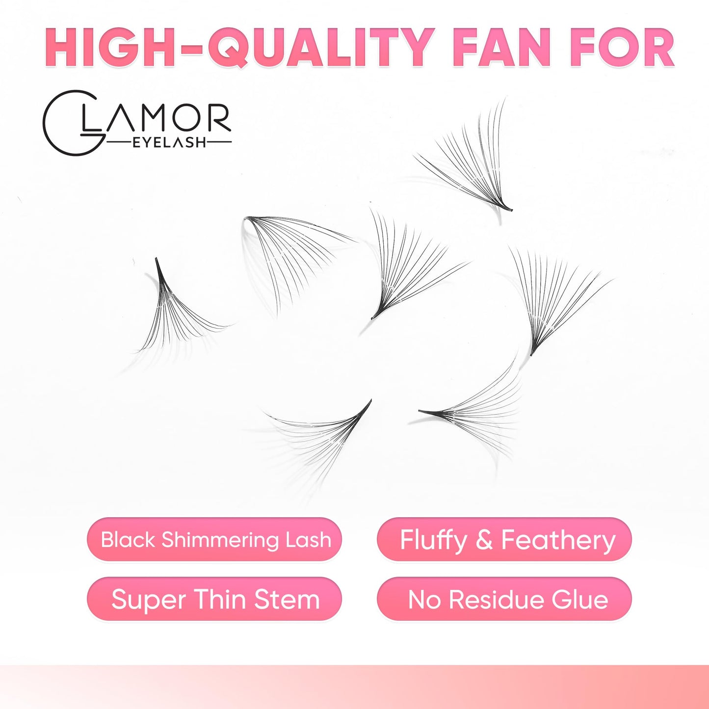 GLAMOREYELASH 500 Promade Volume Fans Loose Eyelash Extension, Handmade Individual Lashes Loose Fan 3D-16D, 0.03/0.05/0.07mm Thickness, C CC D Curl for Mink Lashes, 8-16mm Length (6D-0.07-CC, 14mm)